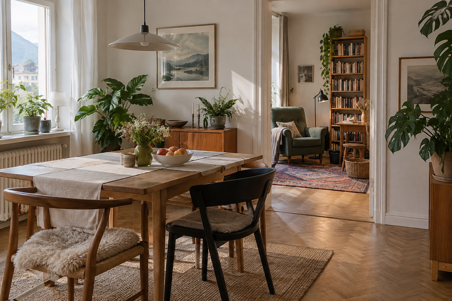 Helle Wohnung mit gemeinsamem Essplatz und eigenem Lesebereich